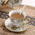 欧式陶瓷咖啡杯套装套具 创意茶具客厅家用水杯马克杯牛奶杯(金点蓝 2杯2碟2勺)第2张高清大图