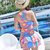 2020夏季新款裙式连体泳衣 花朵可爱小性感泳装 沙滩度假女士泳装60106(海蓝 XXL)第4张高清大图