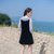 2018秋装新款韩版女装修身长袖丝绒鱼尾两件套连衣裙套装裙裙子(黑色)(M)第4张高清大图