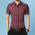 传奇保罗格子衬衫男士夏季衬衫短袖休闲时尚商务青年韩版潮流衬衣（M-5XL）DCZ2305(酒红色 4XL)第5张高清大图