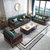 吉木多 新中式全实木沙发三人位带抽屉储物红橡木科技皮布客厅家具(默认 双人位)第3张高清大图