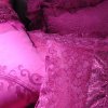 520家纺 婚庆床上用品贴身纯棉喜庆蕾丝十件套 charisma(大紫 1.8米床)