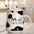 豪峰 创意马克杯陶瓷杯咖啡杯早餐杯牛奶杯卡通可爱水杯带盖勺(【黑色】【大斑点奶牛杯】【配盖勺】)第3张高清大图