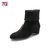 马内尔2021新款秋冬靴子舒适短筒拉链绒面时尚女鞋GD19063(黑色 35)第5张高清大图