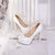 羽陌伦诗 韩版新款女鞋甜美纯色珍珠金属链粗跟高跟单鞋 R194(白色 39)第3张高清大图