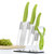 康巴克炫白陶瓷刀套装家用厨房刀具五件套全套组合菜刀切肉切片刀水果刀(绿色)第3张高清大图
