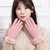 冬季女保暖手套麂皮绒手套户外骑行手套加绒保暖防风触屏手套(粉红色)第3张高清大图