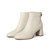 森达2021冬季新款商场同款石头纹气质粗跟女短皮靴4MF01DD1(米白 36)第6张高清大图