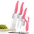 康巴克炫白陶瓷刀套装家用厨房刀具五件套全套组合菜刀切肉切片刀水果刀(粉色)第5张高清大图