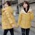 韩版冬季加厚羽绒棉衣女短款修身印花连帽大码棉袄棉服保暖外套(黄色 XL)第5张高清大图