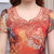 VEGININA 韩版中长款修身印连衣裙 9641(桔红色 5XL)第4张高清大图
