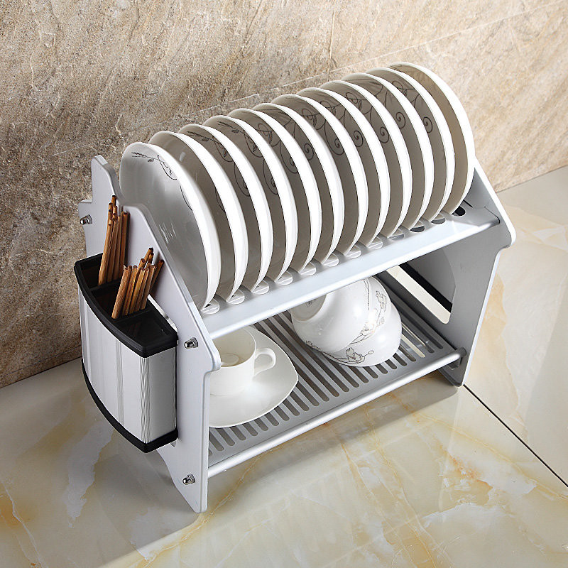 凯鹰太空铝双层碗架厨房置物架沥水架碗碟架l912