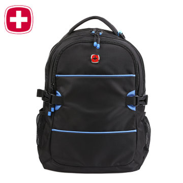 瑞士军刀电脑包双肩背包 男女15.6寸书包 黑色(红色)
