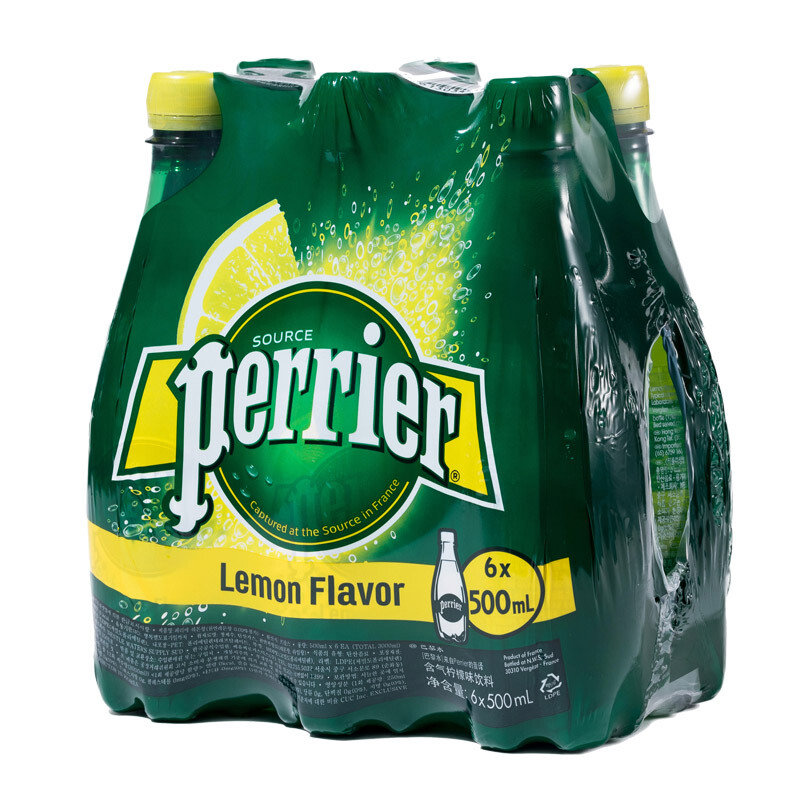 perrier巴黎水500ml6瓶柠檬味含气天然矿泉水塑料瓶国美超市甄选