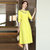 MISS LISA韩版时尚气质中长款连衣裙大码裙子YWZ8112(黄色 M)第2张高清大图