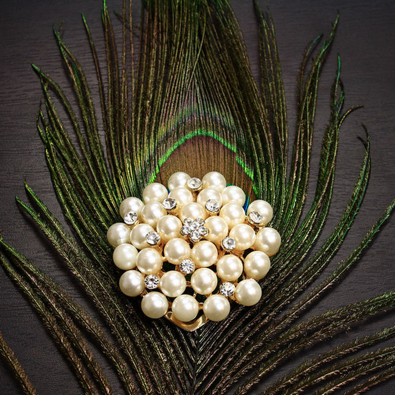 equte依特 韩版时尚 高档珍珠胸花 韩国胸针胸花别扣 丝巾两用 珠花