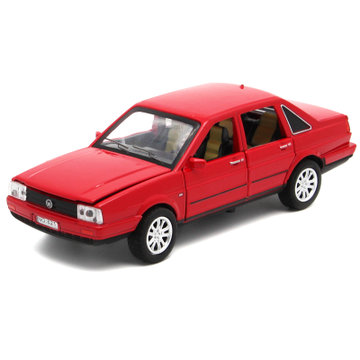 32仿真大众桑塔纳汽车模型玩具合金灯光音乐回力6开门经典621a(红色)
