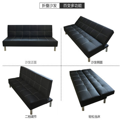 缘诺亿 时尚简约两用沙发床可折叠1.5/1.8米双人三人小户型客厅皮艺实木沙发6502#(深咖色 1.2米抱枕颜色随机)