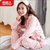 南极人秋季女士棉质睡衣甜美可爱长袖家居服套装宽松版二件套(8208 XL)第4张高清大图