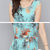 VEGININA 韩版中长款修身短袖碎花两件套雪纺连衣裙 2991(玫红 M)第5张高清大图