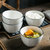 北欧陶瓷米饭碗汤碗家用餐具单个小碗简约ins方碗面碗吃饭碗套装(黑线味碟)第5张高清大图