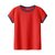 艾米恋纯棉短袖白色t恤女装夏季2021新款潮上衣修身打底衫衣服(红色 S)第4张高清大图