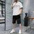 卡郎琪 男士短袖t恤夏季2020新款潮流一套搭配休闲运动套装宽松帅气衣服五分裤短裤(KXP-T212S205白色 M)第3张高清大图