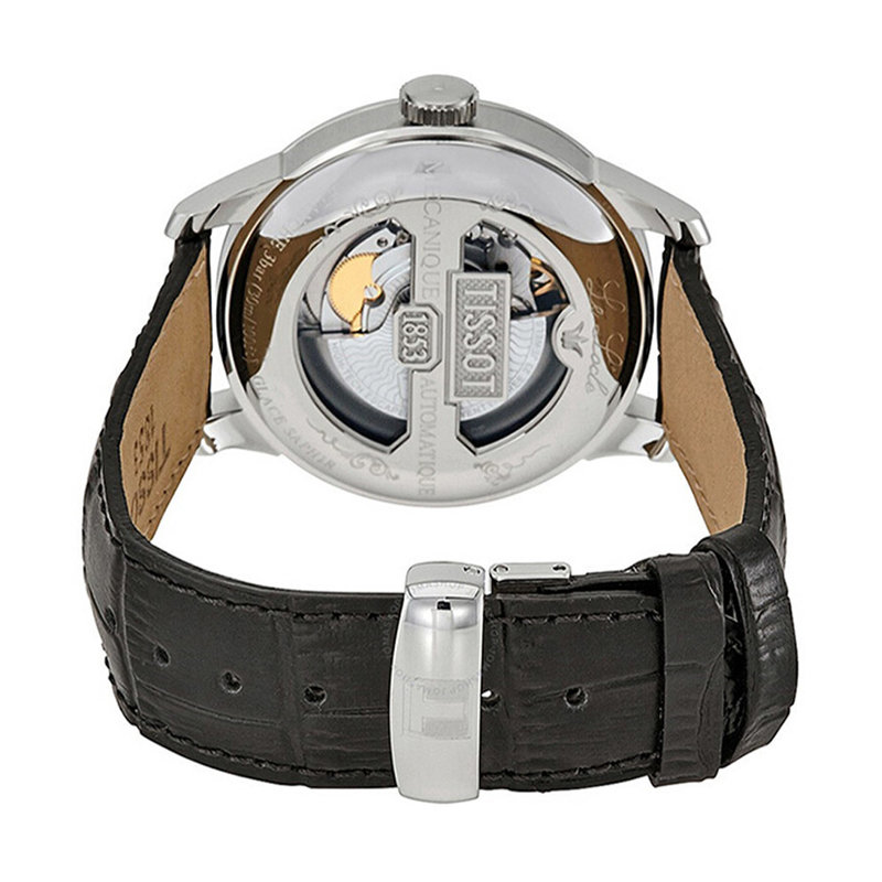 tissot天梭力洛克系列时尚机械手表银盘皮带男表t0064071603300