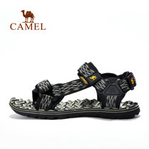 Camel/骆驼户外情侣款沙滩鞋 男女织带魔术贴防滑舒适凉鞋 A722162287/A72162611(灰色 44)
