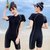 游泳衣女连体保守学生2021新款遮肚显瘦韩国女士泳装潮流(9370-2 黑色 长袖款 S码（建议75-85斤）)第3张高清大图