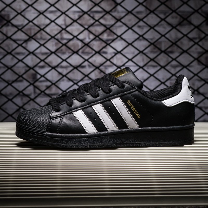 adidas女鞋阿迪达斯三叶草黑白金标贝壳头男鞋低帮运动板鞋c77124(36)