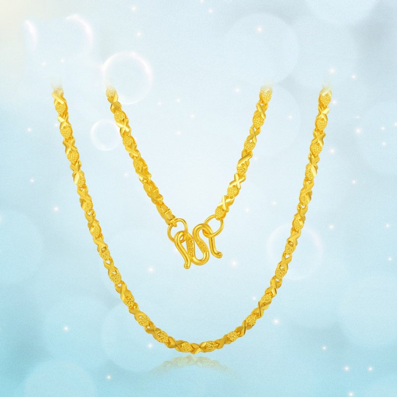 中国黄金爱无限大连环车花女款足金项链约950g足金项链