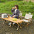 实木户外蛋卷桌可折叠桌椅便携式野外露营装备休闲野餐烧烤餐桌(【德国榉木】60cm原木色 送包)第2张高清大图