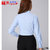 新款纯白衬衫女长袖职业装深蓝色衬衣女士工装工作服修身ol女装(浅蓝色 XS/35女款)第3张高清大图