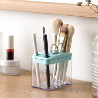 茶花牙刷架塑料多功能收纳架卫生间牙具座梳妆台整理架卫浴置物架(绿色 两个装)