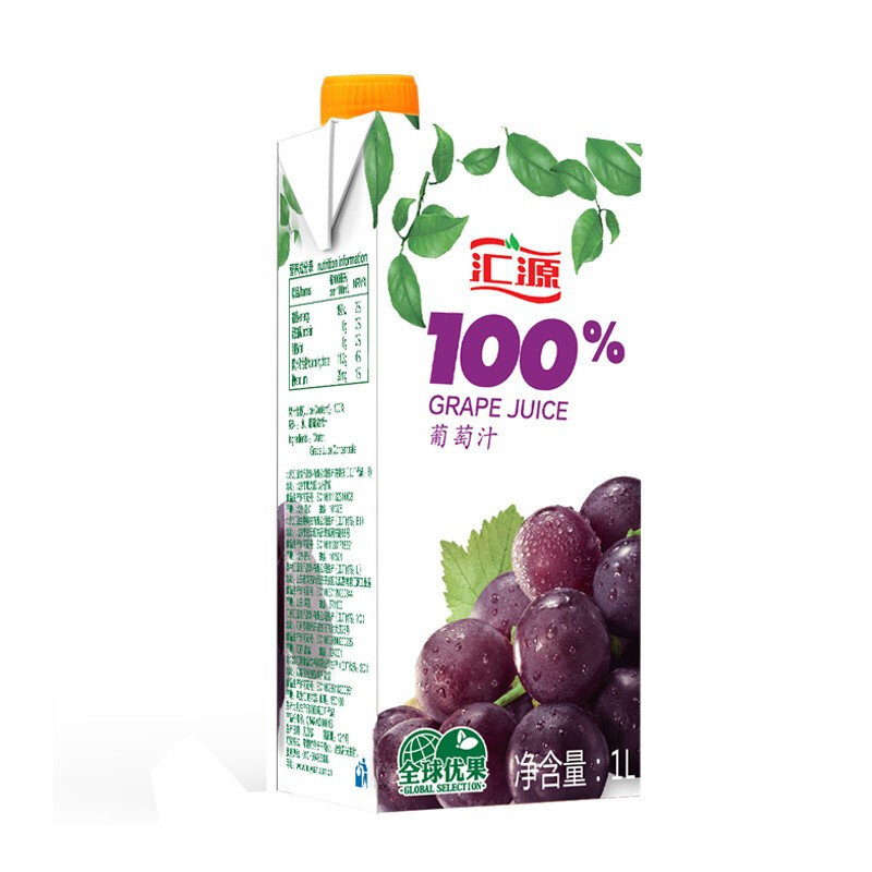 汇源果汁葡萄汁果汁饮料100葡萄汁1l5盒饮料整箱国美超市甄选