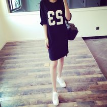 葩葩乐奇夏季新款宽松中长款短袖女T恤打底衫rihan6087(黑色 XL)