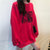 MISS LISA中长款加绒加厚红色卫衣女宽松韩版237(红色加绒 M)第3张高清大图