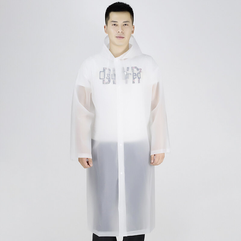 驰动成人雨衣长款带帽加厚白色3件半透明磨砂时尚雨衣非一次性雨衣男
