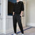 潮牌圆领卫衣男士2021新款时尚潮流长袖t恤秋季套装(黑色 4XL)第4张高清大图