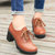 大盛公羊复古系带单鞋 有加棉和单鞋款两个款式 日常休闲女鞋DS738(棕色加棉 37)第5张高清大图