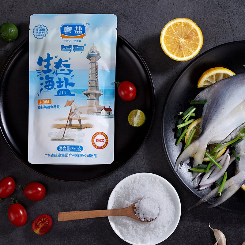 粤盐未加碘无碘盐250g天然无抗结剂食用盐生态海盐