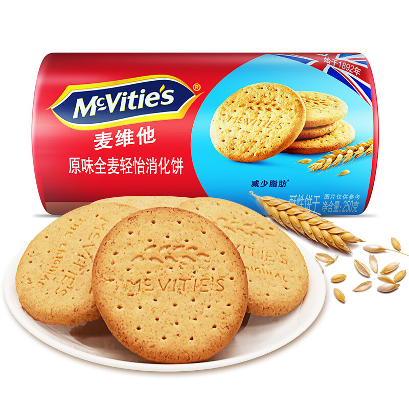 麦维他轻脂轻体原味全麦轻怡消化饼干250g 国美甄选