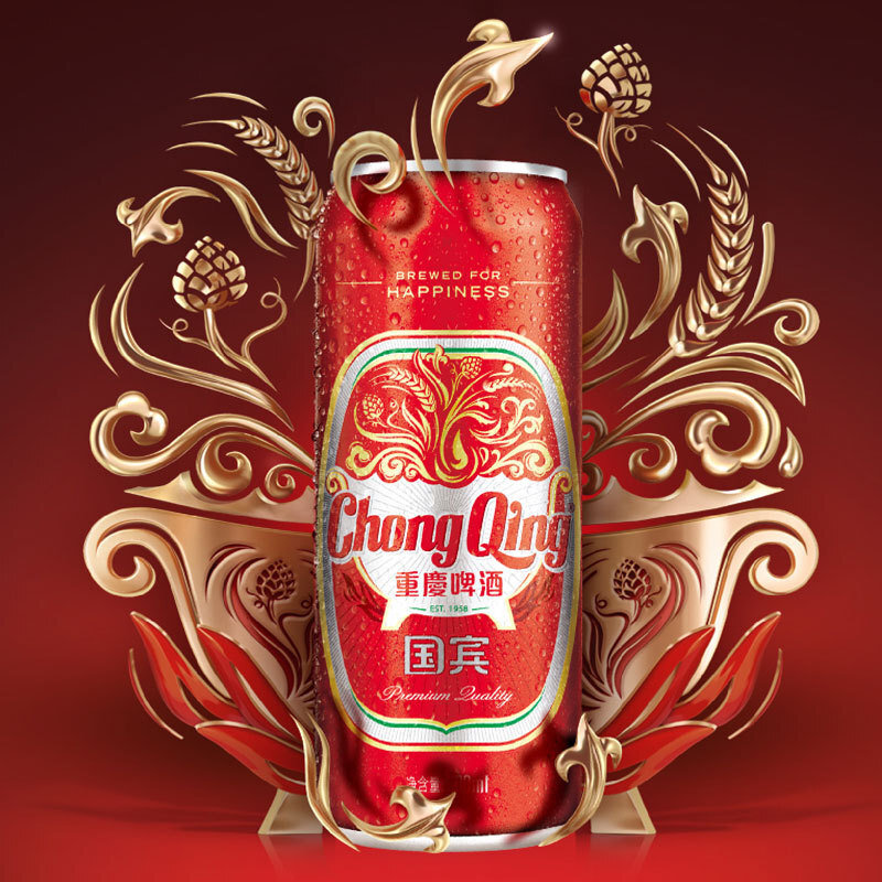 重庆啤酒国宾啤酒500ml整箱装小麦啤酒麦香浓郁口感醇正