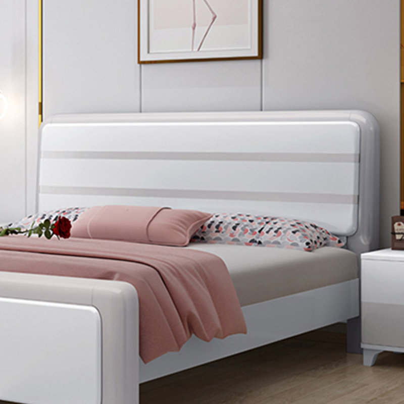 芝木轩 床 北欧简易现代简约实木床双人床白色气压高箱储物床1.