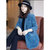 主叶 女士韩版修身西装大衣XXL码蓝 休闲时尚第2张高清大图