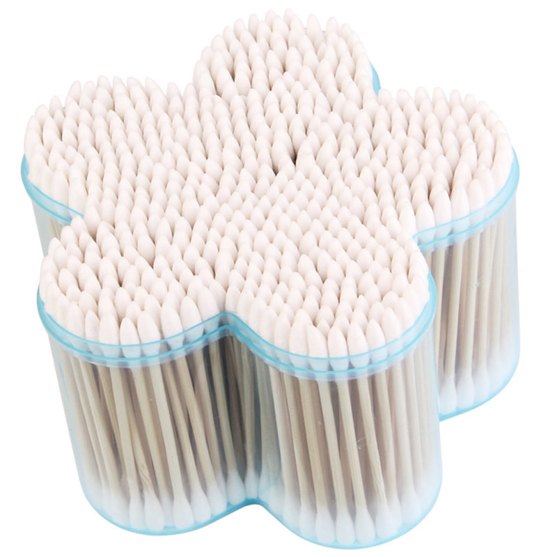 uplus优家圆尖双头两用木柄化妆清洁棉签棉棒500支卸妆耳鼻清洁化妆