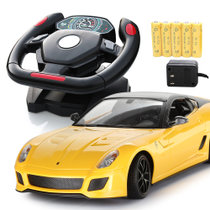 爱亲亲 方向盘遥控车 法拉利充电漂移遥控汽车 电动赛车儿童玩具车模型男孩礼物(法拉利黄色)