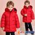 JELISPOON吉哩熊韩国童装冬季新款男童女童连帽保暖长款厚外套(150 红色)第3张高清大图