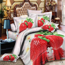 囍人坊 韩式3D春夏秋冬四件套 床上用品动物花卉4件套1.8m/2米床单被套件(草莓 1.5M-2.0M)